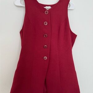 Sleeveless Burgundy Button-Down Blouse
